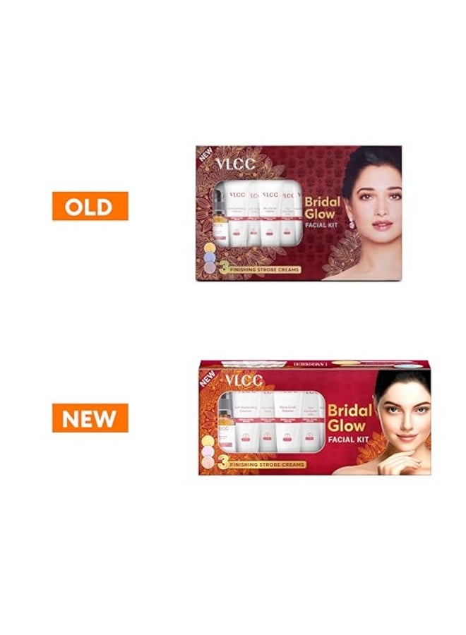 VLCC Bridal Glow Facial Kit - 49g, With Hyaluronic Acid, Niacinamide & Vitamin C. At home facial with 3 Illuminator Strobe Creams - Gold, Lilac, Rose. - Image 2